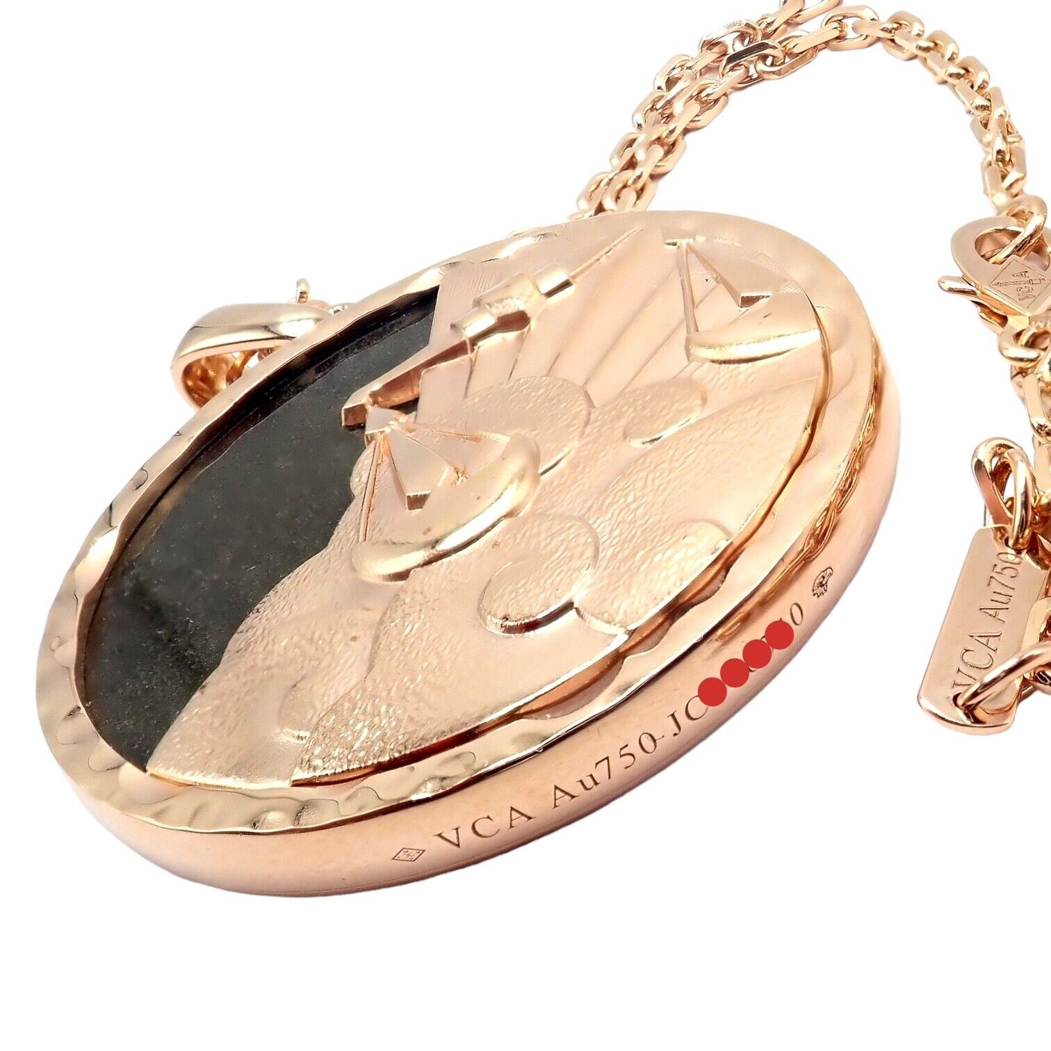Van Cleef & Arpels 18K Rose Gold Libra Zodiac Pendant Necklace with Black Obsidian - Certified Luxury Jewelry for Women, Perfect Gift for Birthday & Anniversary