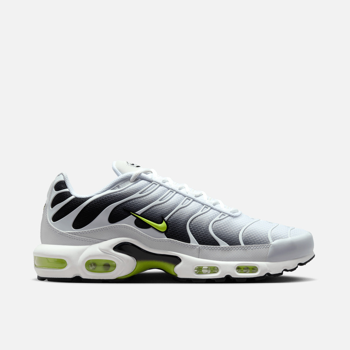Nike Air Max Plus Running Shoes - White/Volt/Black - Lightweight Cushioned Sneakers for Men & Women - Perfect for Jogging, Gym Workouts & Casual Wear