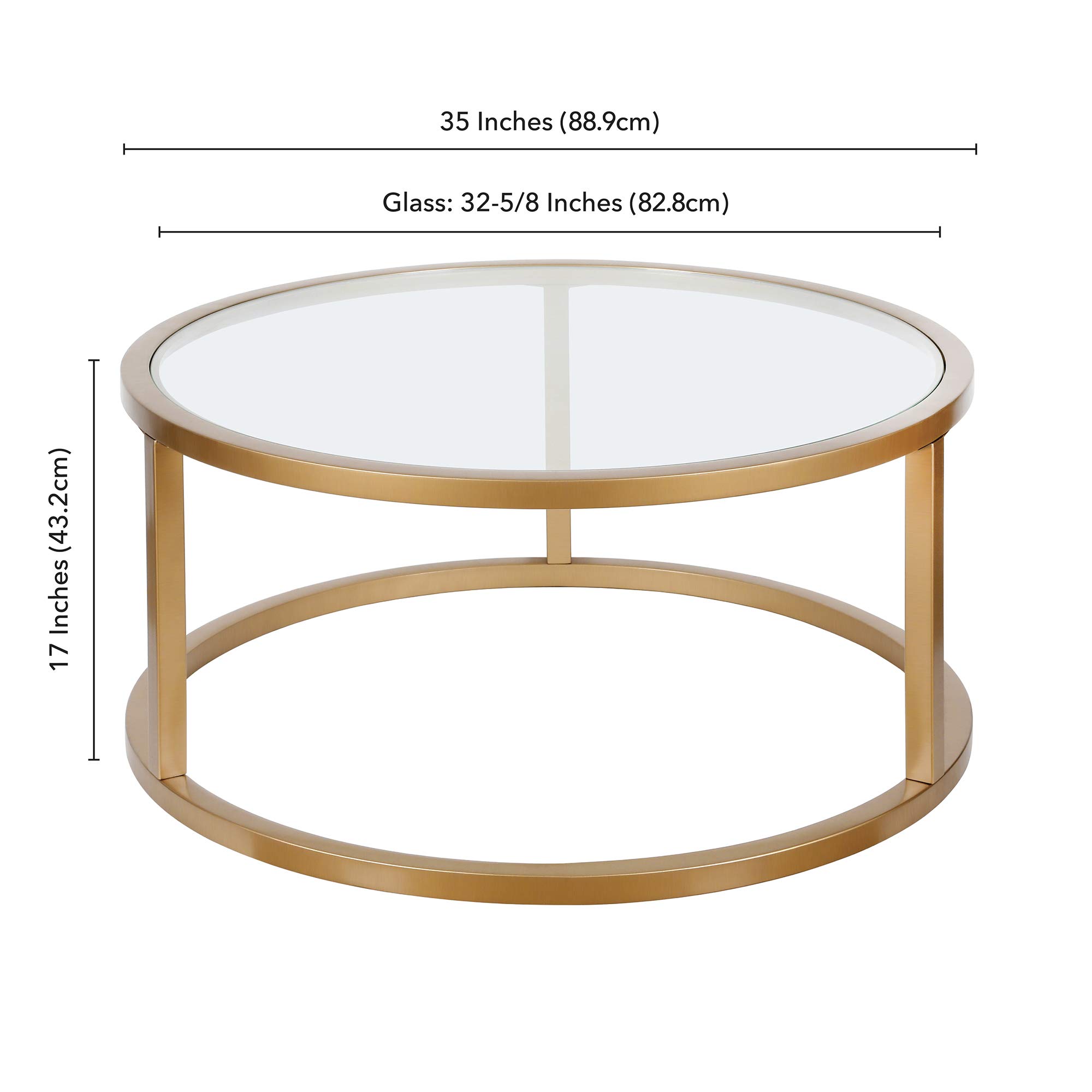 Parker 35'' Wide Round Coffee Table in Brass - Modern Living Room Centerpiece for Home Decor