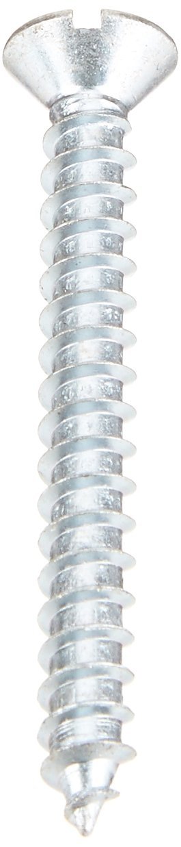 Small Parts 1232ASF Zinc Plated Steel Sheet Metal Screw, 82° Flat Head, Slotted Drive, Type A, #12-11 Thread, 2