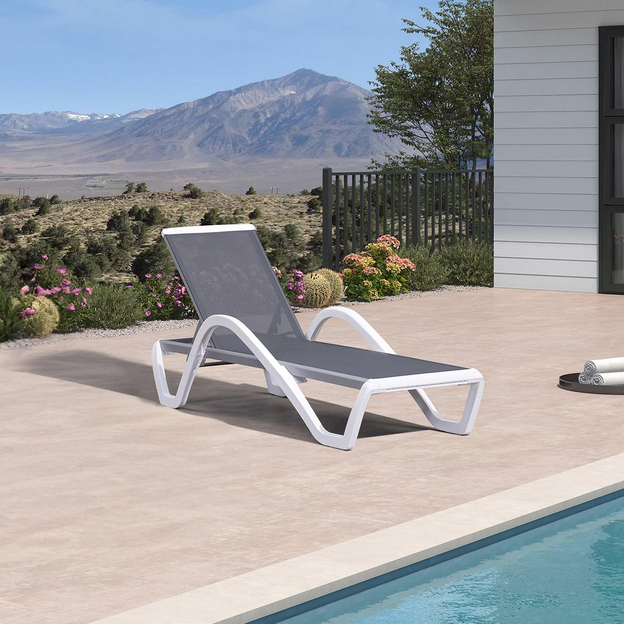 PURPLE LEAF Adjustable Patio Chaise Lounge Chair - Outdoor Textilene Sunbathing Recliner with 6 Positions for Poolside, Beach, Lawn & Backyard Relaxation | Gray