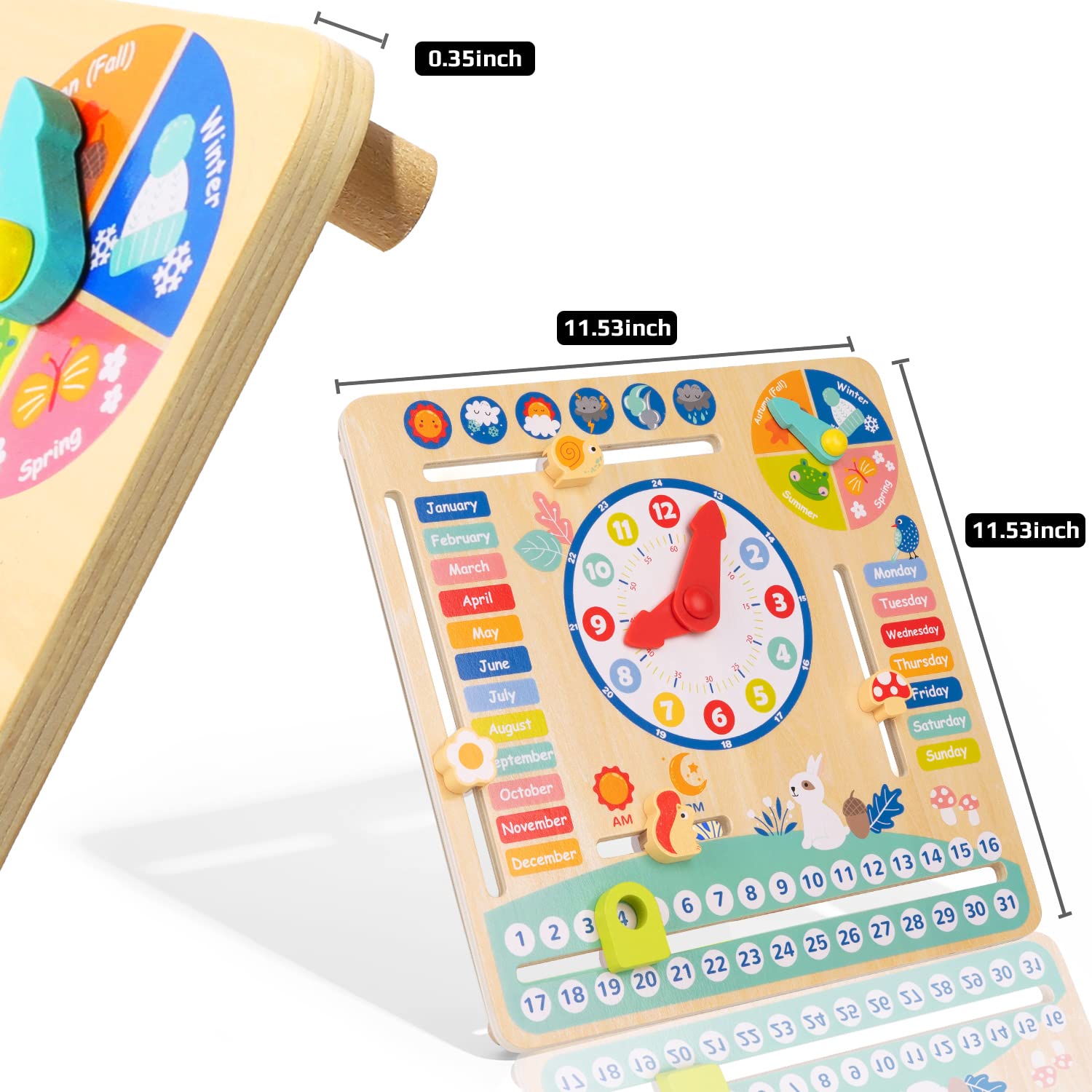TOOKYLAND Montessori Wooden Learning Toys - Kids Daily Calendar & Clock for Toddlers Ages 3+ | Educational Gifts for Preschoolers | Perfect for Homeschooling & Early Childhood Development