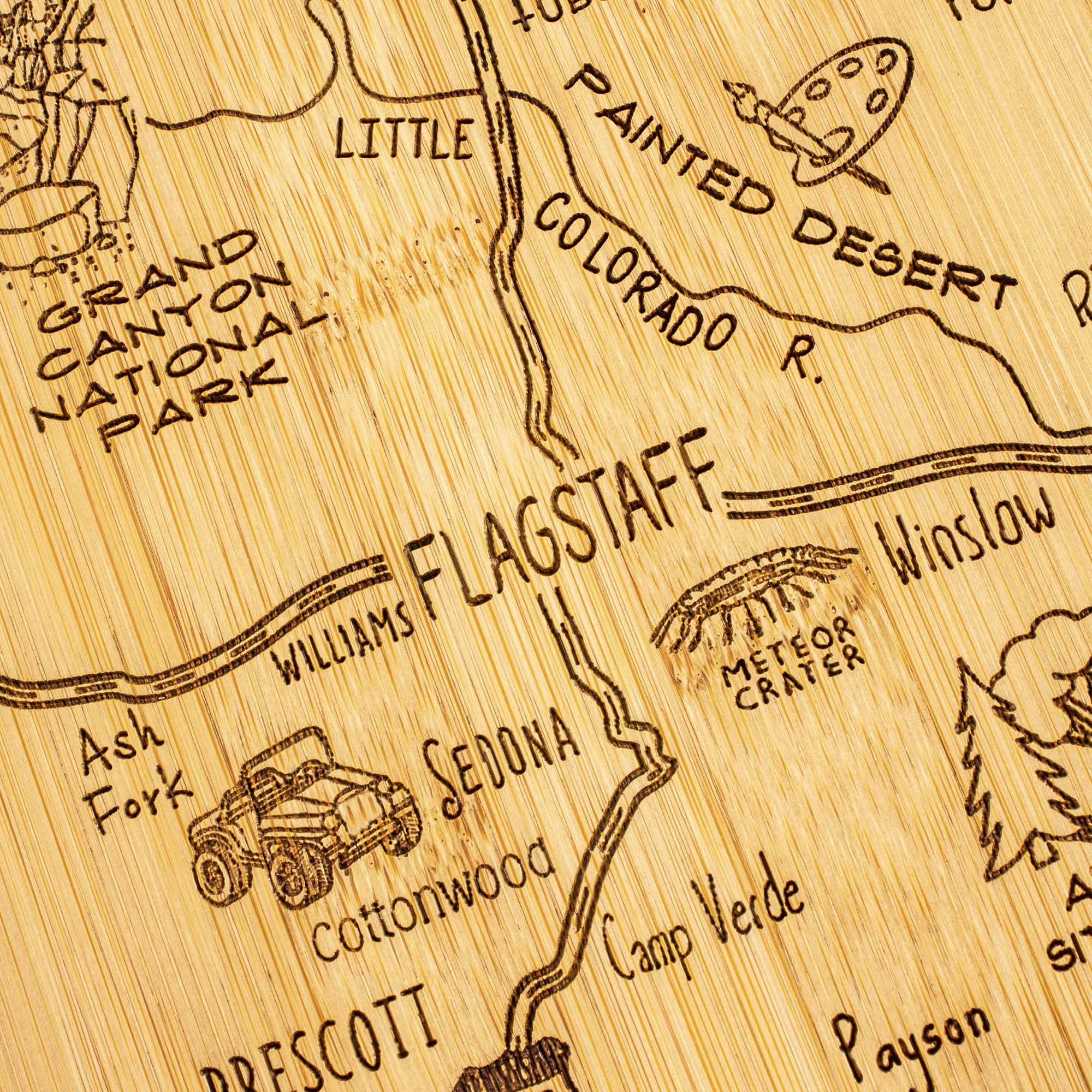 Arizona-Themed Wooden Cutting Board 13.5 x 11.75 Inches - Perfect for Kitchen Decor, Gift Giving & Southwest Style Home Cooking