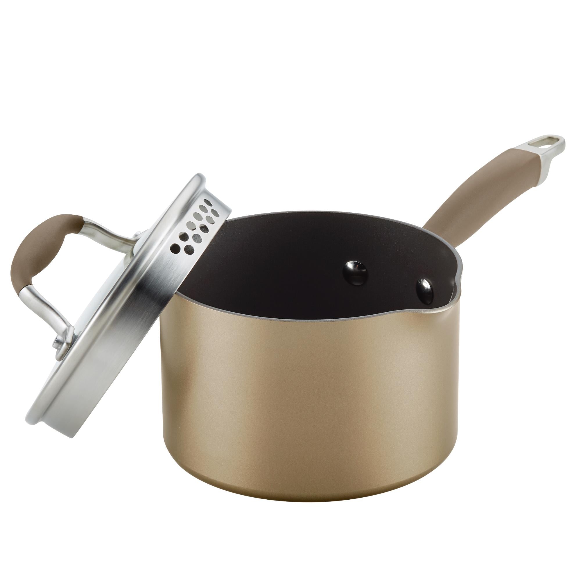 Premium 2 Quart Stainless Steel Straining Saucepan with Lid - Perfect for Pasta, Soup & Stews - Ideal for Home Cooking & Professional Kitchens