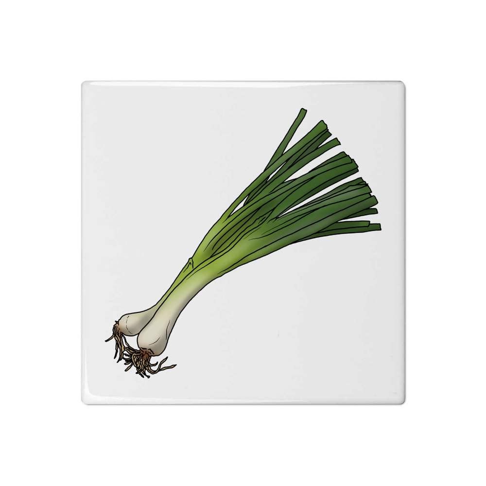 Azeeda 'Spring Onions' 108mm Square Ceramic Tile (TD00019091) - Perfect for Kitchen Backsplash, Bathroom Walls & Home Decor