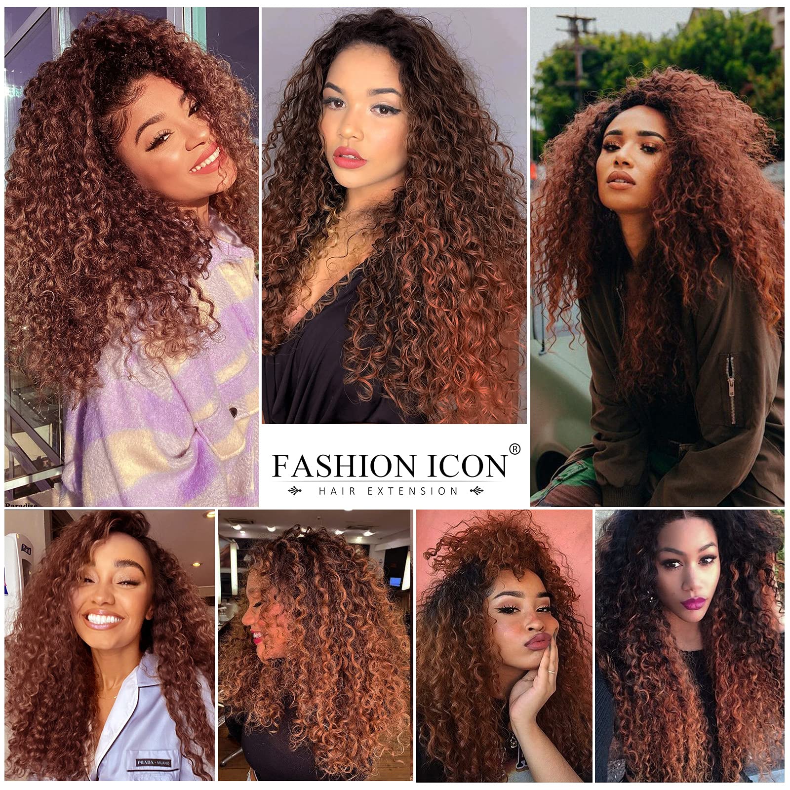24 Inch Deep Wave Clip-In Hair Extensions - Human Hair Feel, Double Weft, Thick Ombre Synthetic Hairpiece for Women - Natural Looking (T1B/33) | Perfect for Parties, Weddings & Everyday Styling