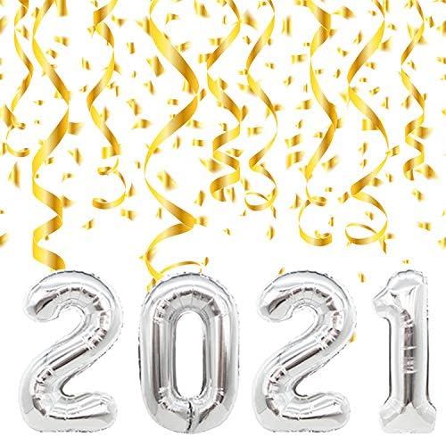 40 Inch 2021 Silver Balloons Banner - Large Party Decorations for New Year, Graduation, Anniversary & Special Events - Perfect for Indoor/Outdoor Celebrations