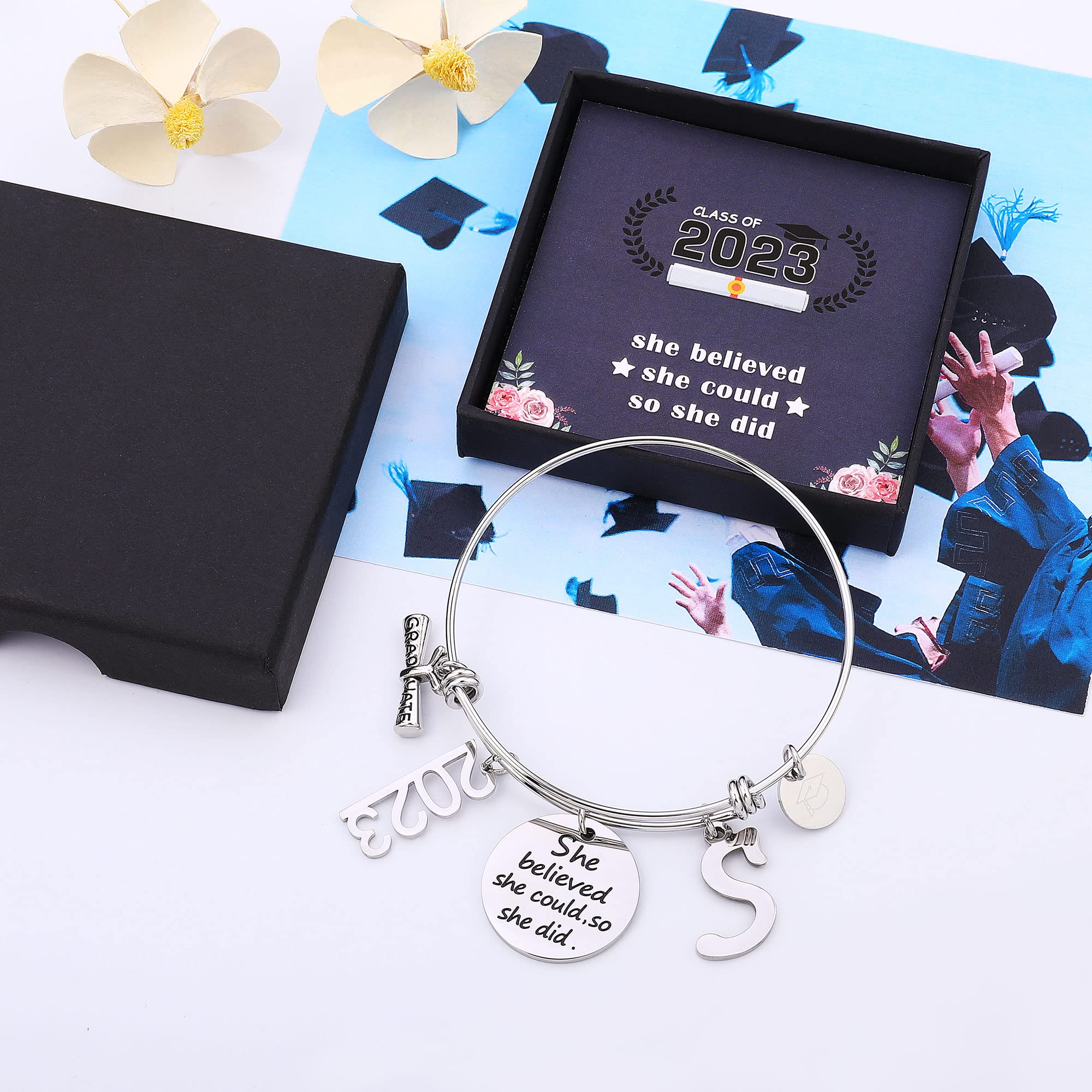 GLIVEOR Class of 2022 Graduation Bracelet for Women - Elegant Charm Bracelet as High School & College Graduation Gift - Perfect for Ceremony, Party & Special Occasions