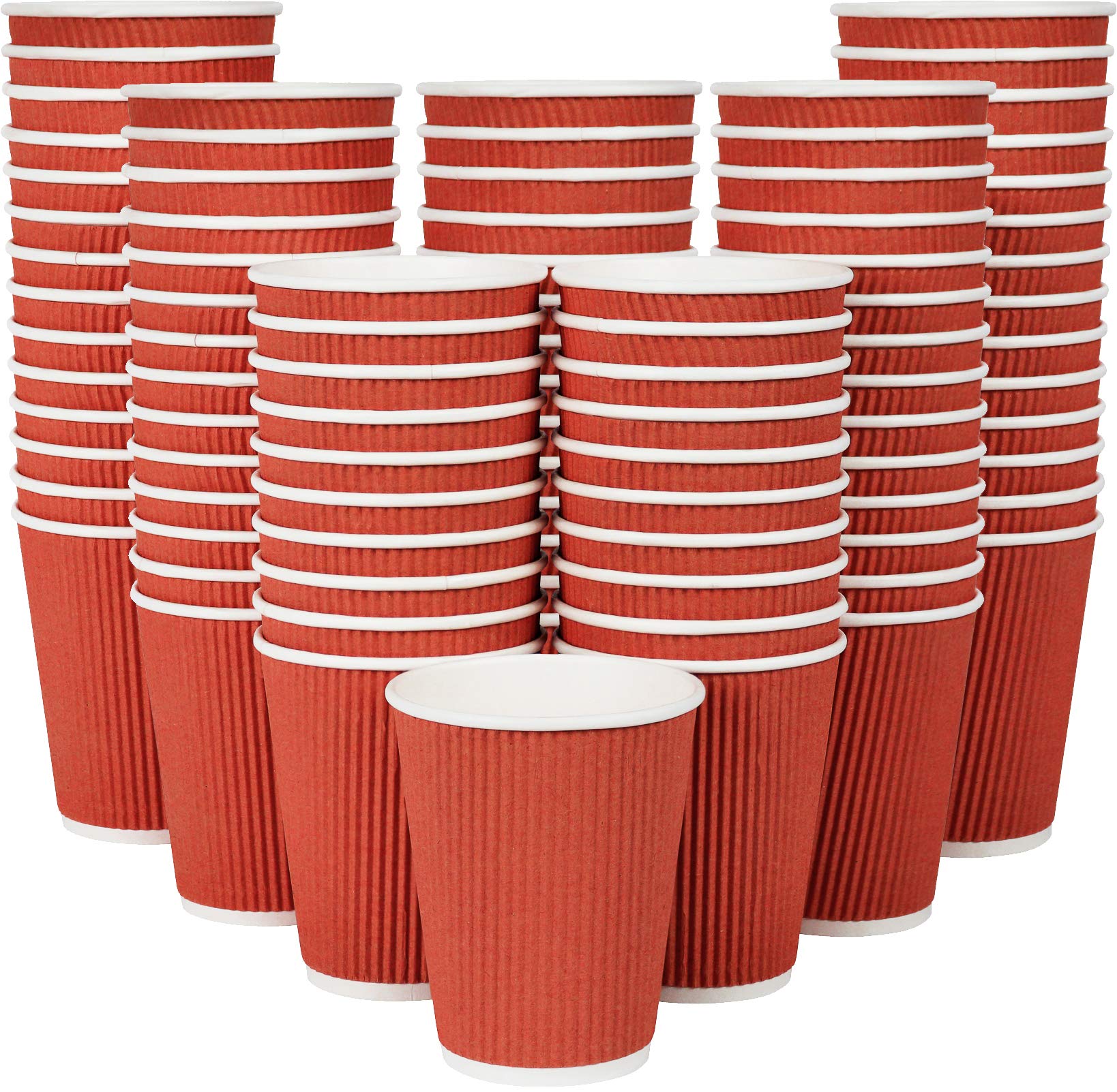 120-Pack 12oz Disposable Coffee Cups - Insulated Hot Paper Cups for Coffee, Tea & Hot Beverages - Travel-Friendly Ripple Design by Galashield - Perfect for Office, Cafes & On-the-Go Use