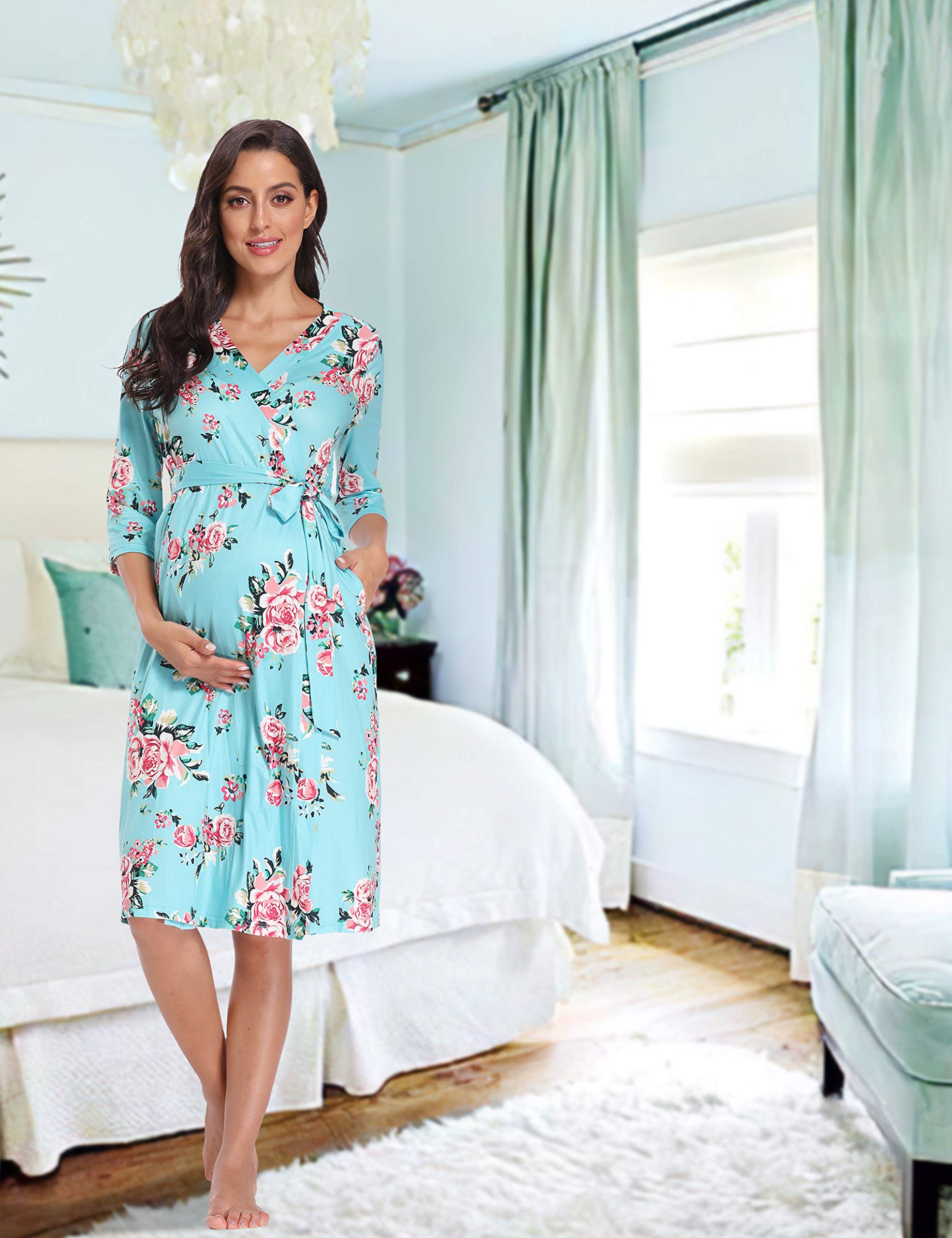 Peauty Maternity Hospital Gown - Soft Labor & Delivery Nursing Robe for Pregnancy, Postpartum & Breastfeeding - Comfortable Hospital Sleepwear for New Moms (Perfect for Hospital Stay, Nursing & Recovery)