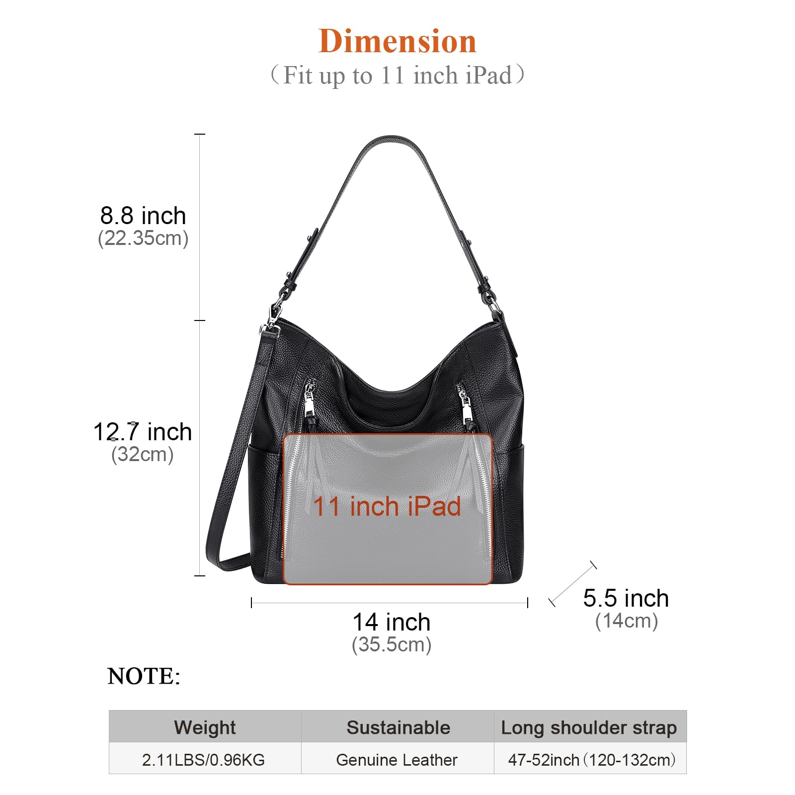 Genuine Leather Hobo Bags for Women - Soft Casual Shoulder Purse & Handbag - Perfect for Work, Travel & Everyday Use