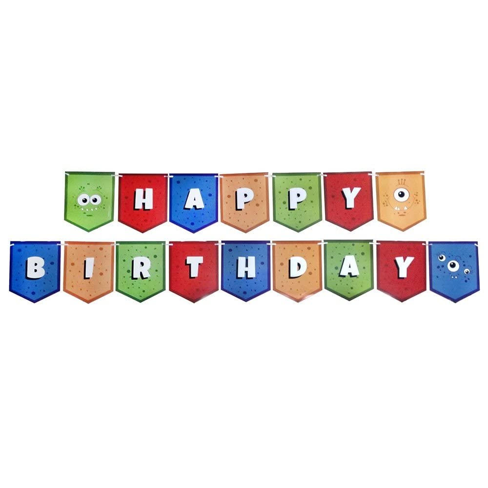 Monster Deluxe Party Supplies Kit (123 Pieces for 16 Guests) - Complete Monster Birthday Party Decorations Set with Plates, Napkins & Tableware - Perfect for Monster Themed Parties, 1st Birthdays & Halloween Celebrations