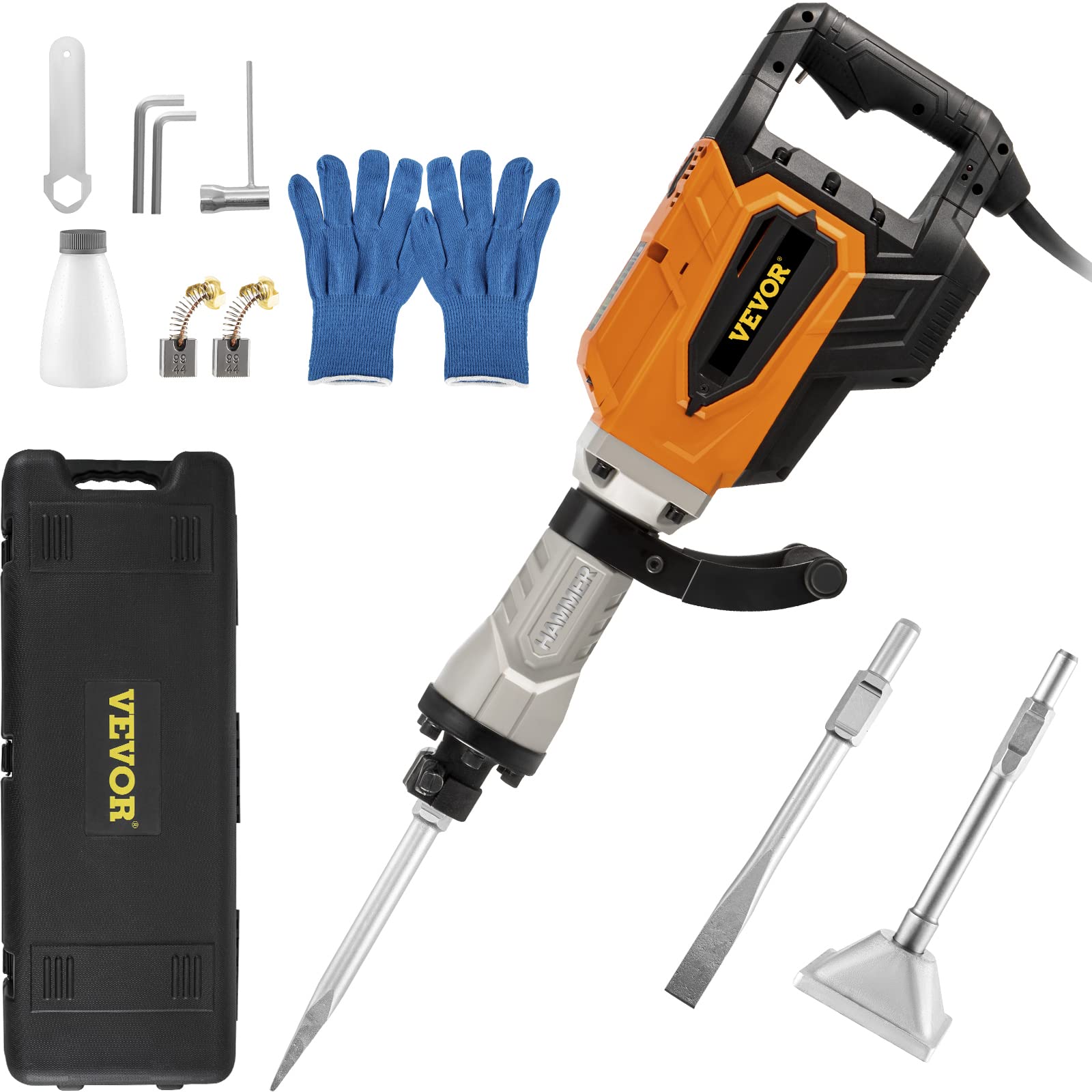 VEVOR 4500W 1800BPM Electric Demolition Jack Hammer - 1-1/8
