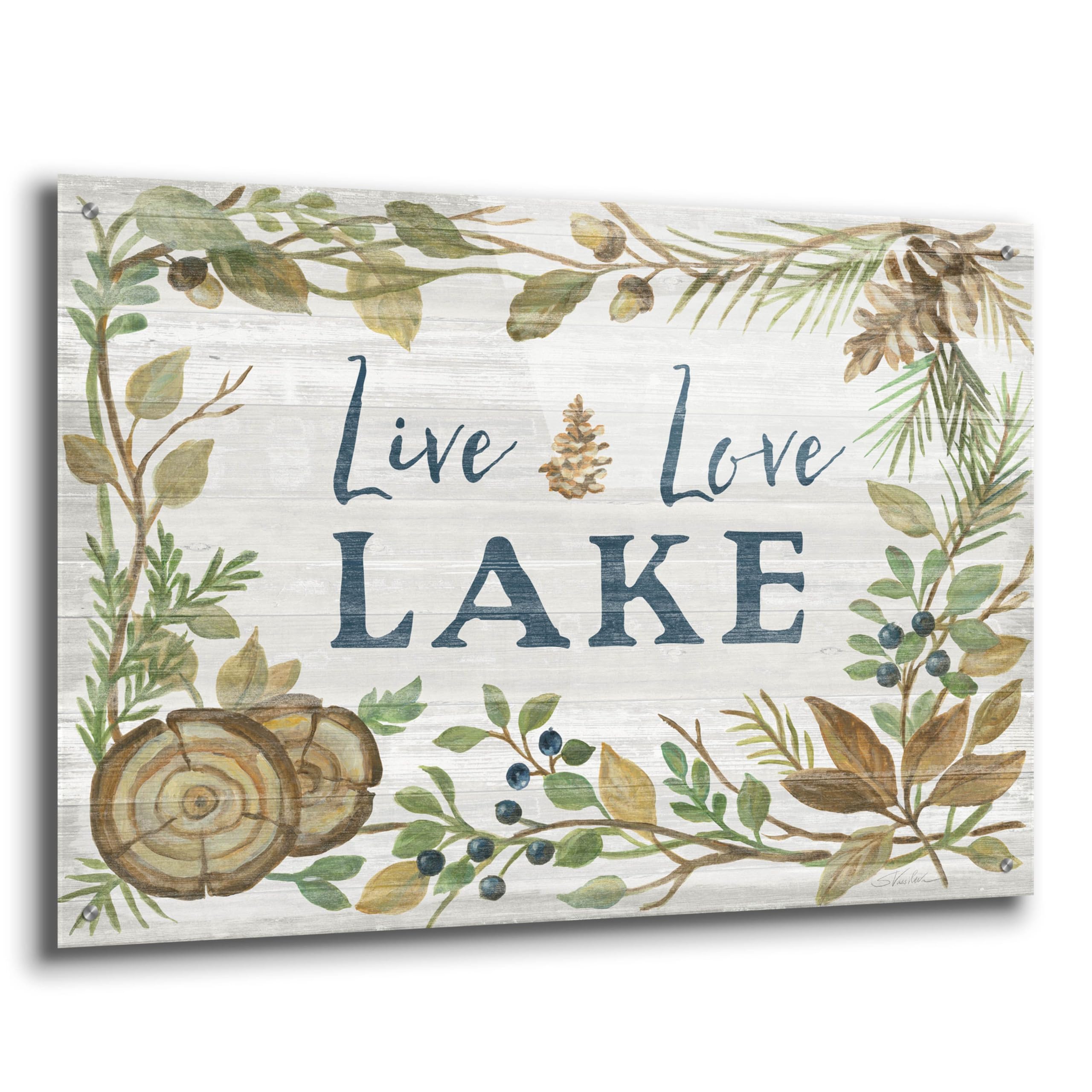 Silvia Vassileva Lakeside Retreat III Acrylic Glass Wall Art - 36x24 Inches Modern Abstract Painting for Living Room, Bedroom & Office Decor