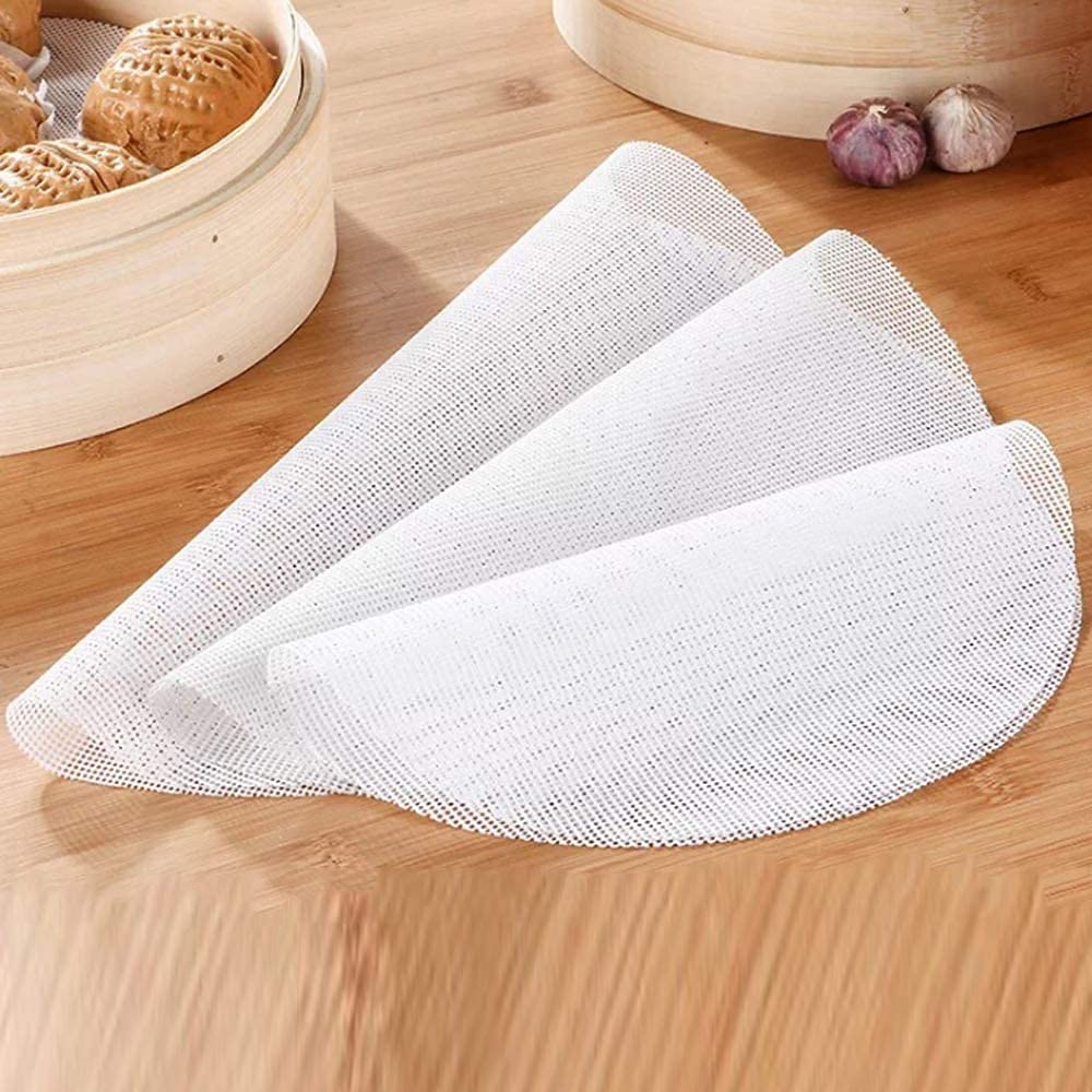 LongFite Silicone Steamer Mat Set - 3 Pack Reusable Non-Stick Steaming Mesh Pads for Vegetables, Rice, Dumplings & Dim Sum | Perfect for Bamboo Steamers, Cooking & Healthy Meal Prep