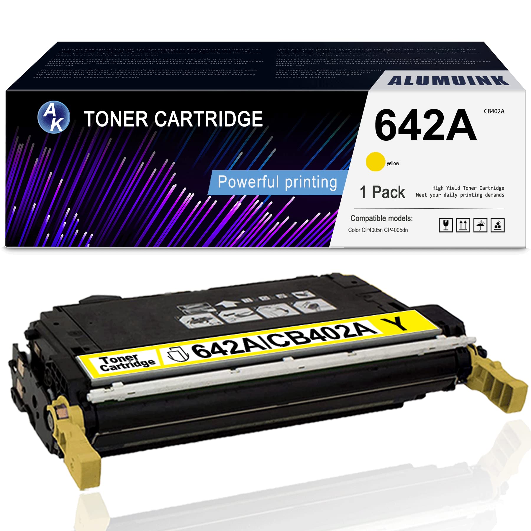 HP CB402A1PK Compatible Yellow Toner Cartridge - High Yield 9,000 Pages Replacement for HP Color LaserJet CP4005dn/CP4005n Printers | Office & Home Printing Solution