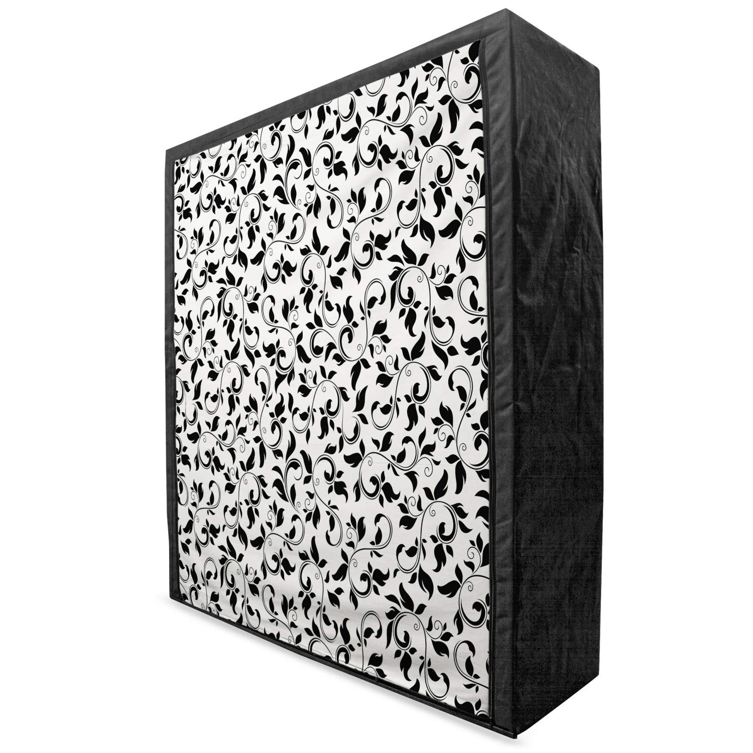 Ambesonne Black Cream Leaf Pattern Portable Fabric Wardrobe - 59