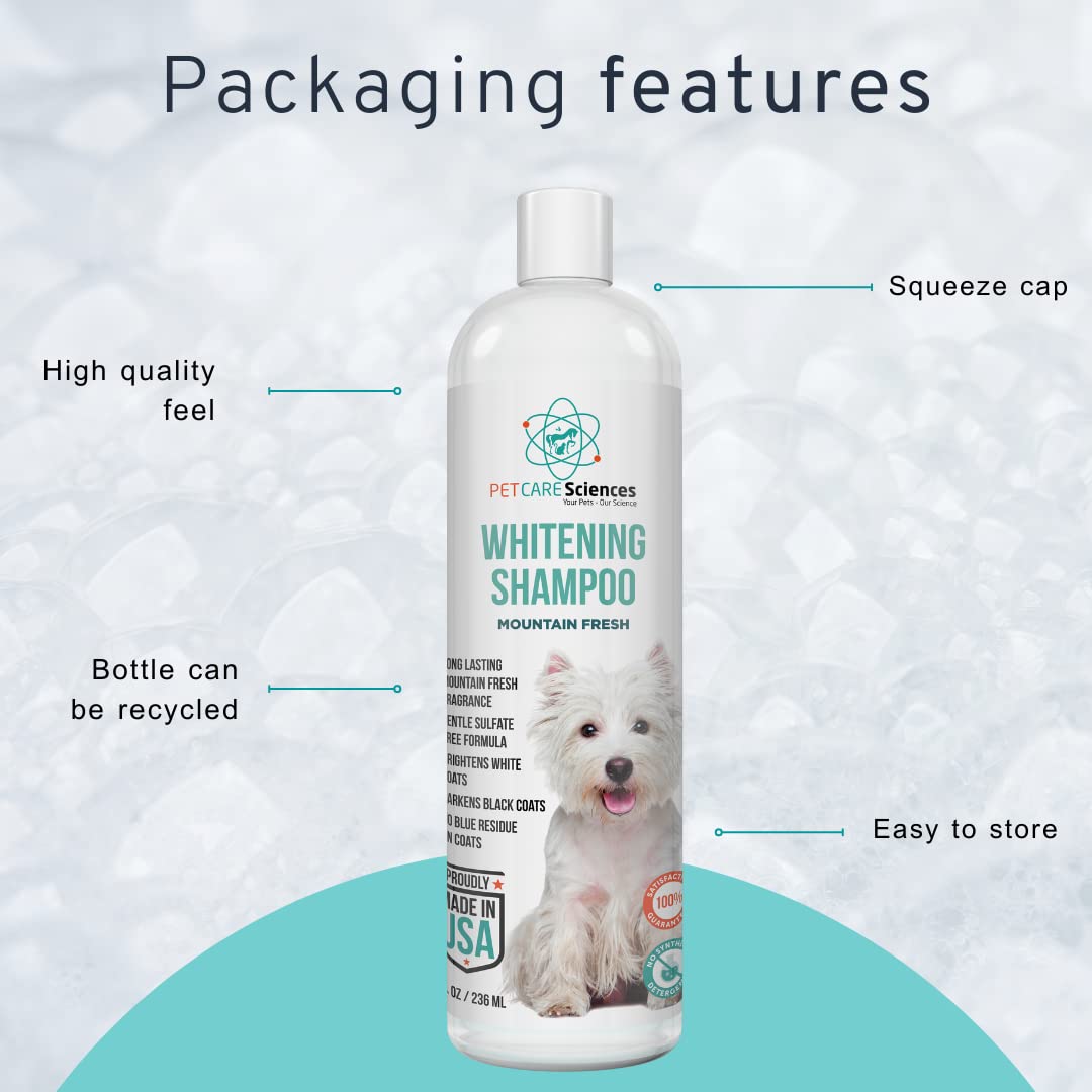 8 fl oz Whitening Dog Shampoo for White Coats - Brightening Puppy Shampoo with Natural Ingredients - Made in USA | Perfect for Show Dogs & Daily Grooming
