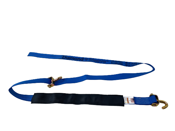 14 Feet Diamond Weave Replacement Wheel Strap with Low Pro Sleeve (Swivel J) - Heavy Duty Towing Strap for ATV, UTV, Motorcycle & Off-Road Vehicle Recovery