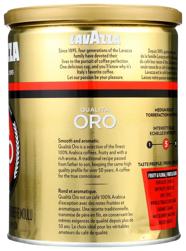 Lavazza Qualita Oro Ground Coffee - Premium Italian Blend, Medium Roast, Rich & Aromatic Flavor - Perfect for Espresso, Drip Coffee & French Press Brewing