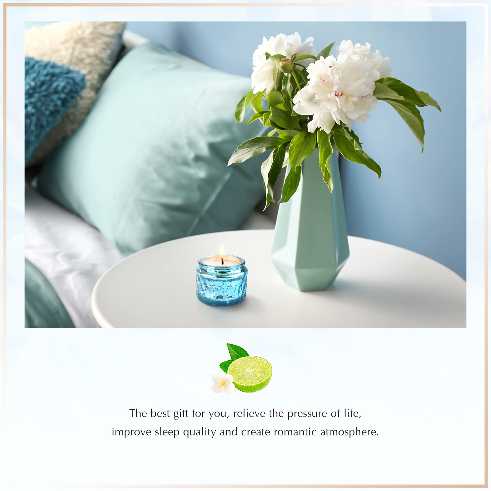 Romantic Sage & Sea Salt Scented Soy Candle with Essential Oils | 100% Natural Smokeless Candle for Sleep & Relaxation | Ambergris Aroma | Perfect for Bedroom, Bath & Meditation Spaces