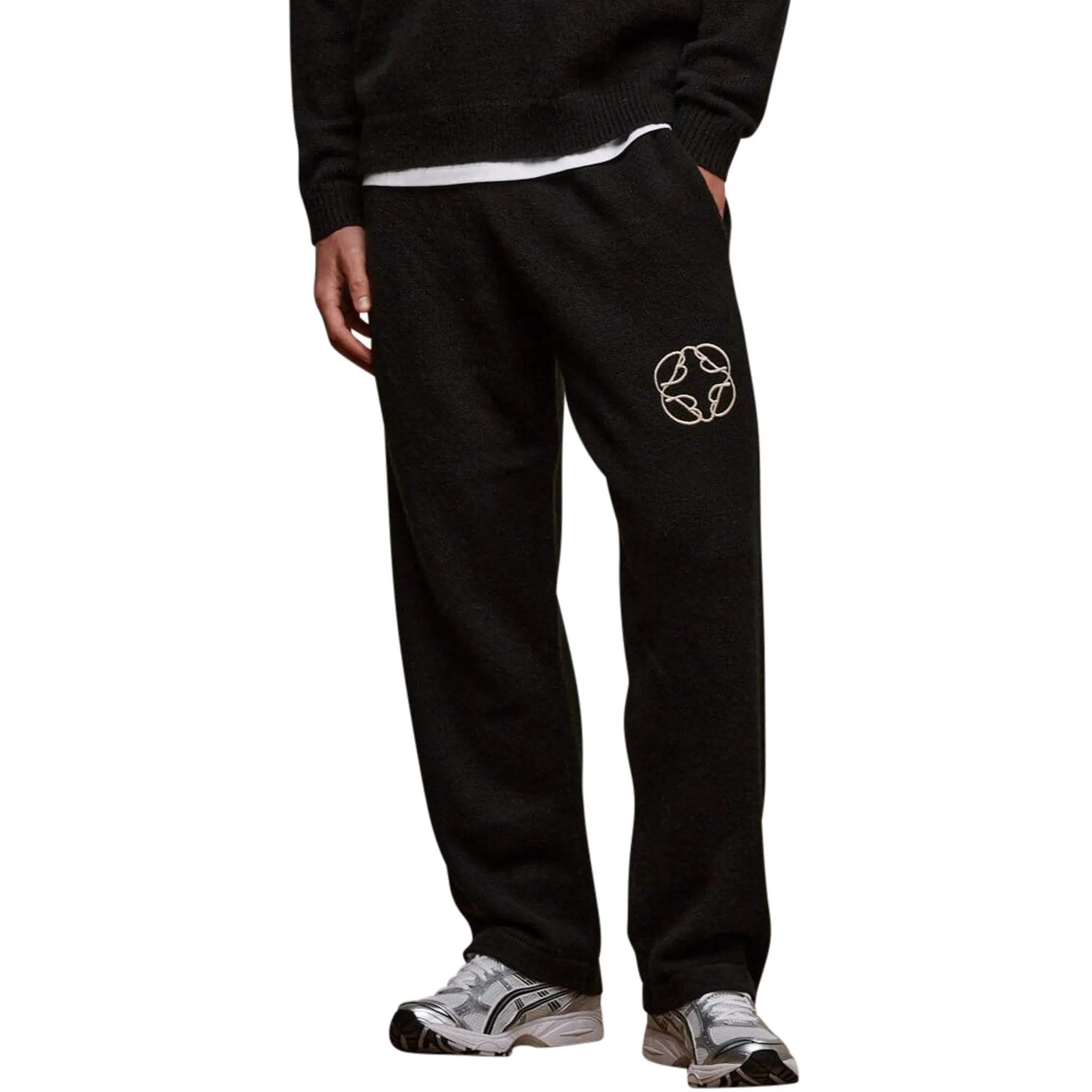 Belier Black Mohair Knit Sweatpants for Women - Soft Winter Lounge Pants, Cozy Home Wear, Casual Street Style Outfit