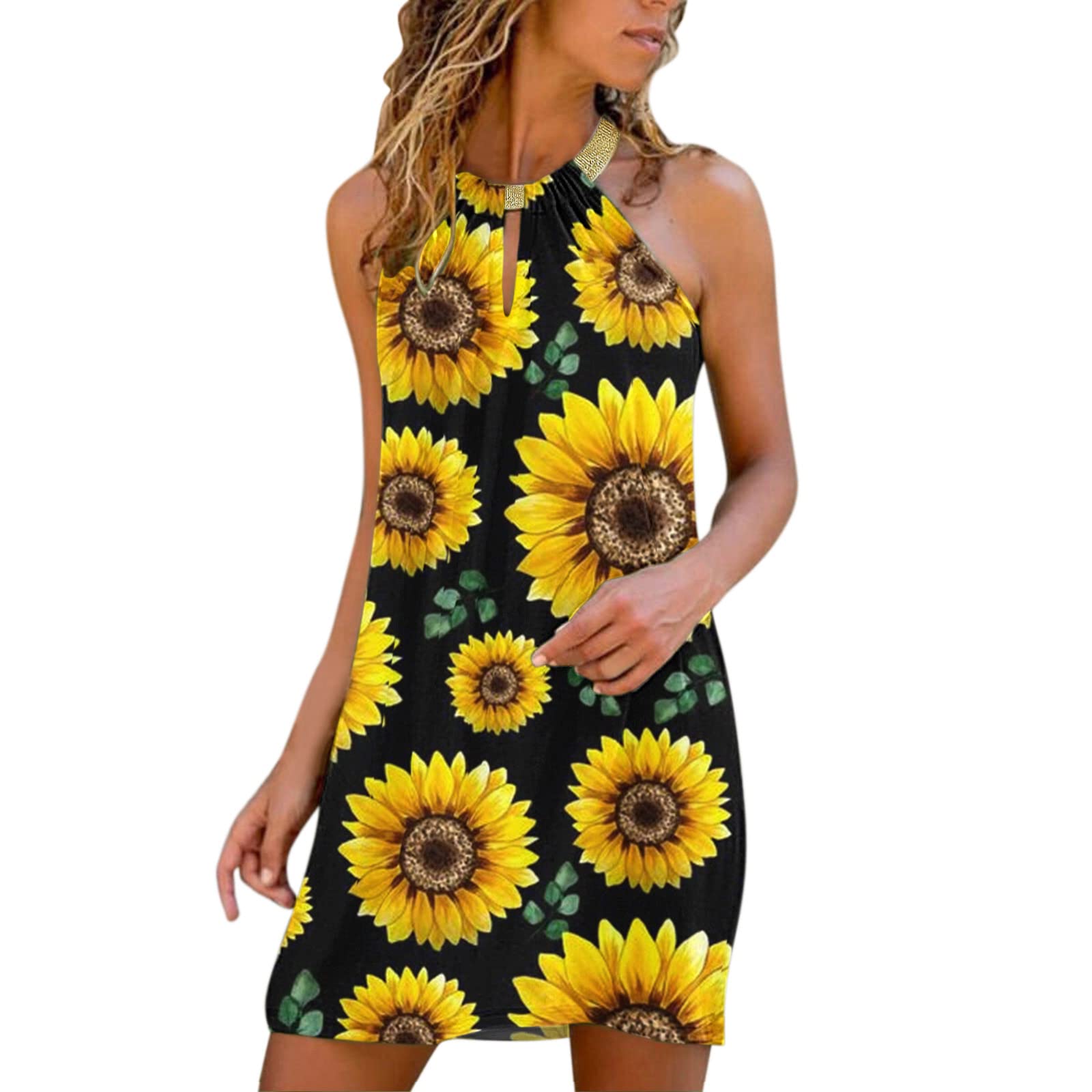 Elegant Black Funeral Dress for Women - Summer Round Neck Plaid Print Dovetail Sling Dress - Perfect for Memorial Services, Church Events & Formal Occasions