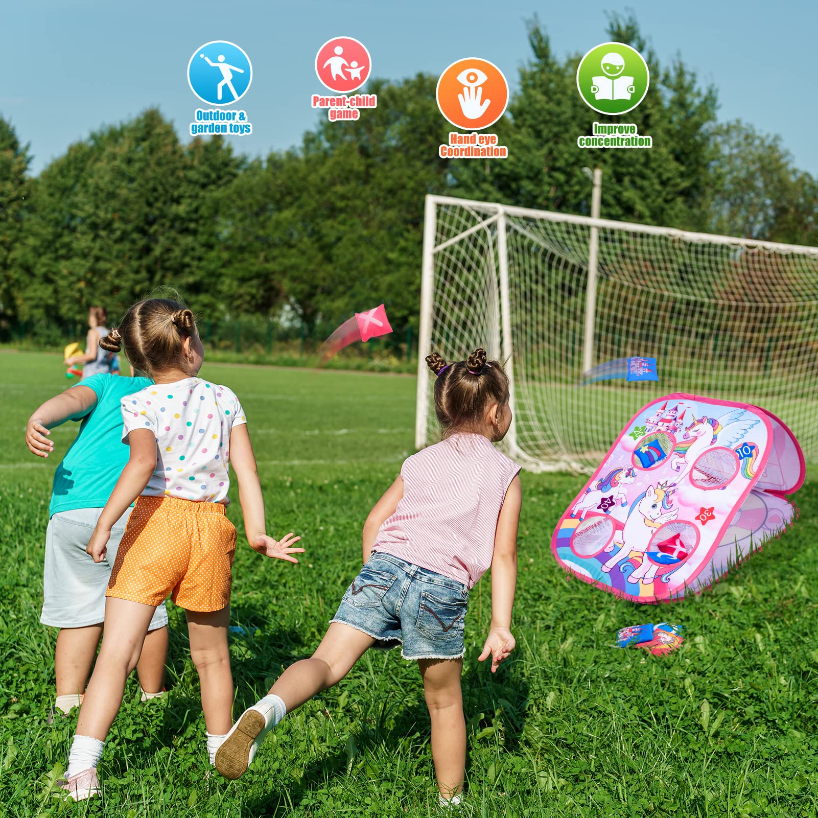 Corrit 5-in-1 Portable Bean Bag Toss Game Set - Outdoor Ring Toss & Lawn Games for Kids & Adults - 30 Piece Backyard Party Supplies for Birthday, Picnic, BBQ & Garden Fun