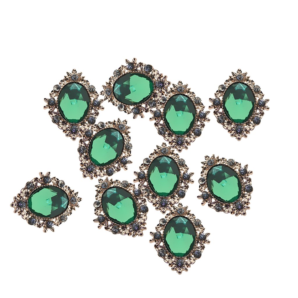 10pcs Green Rhinestone Flat Back Beads for DIY Scrapbooking, Jewelry Making, and Craft Embellishments - Perfect for Cards, Home Decor, and Fashion Accessories