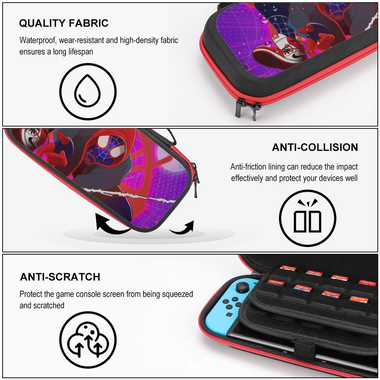 Premium Protective Case for Nintendo Switch & Switch OLED - Durable Travel Carrying Case with Extra Storage Space | Perfect for Gaming On-The-Go, Travel Protection & Accessory Organization | Style 16