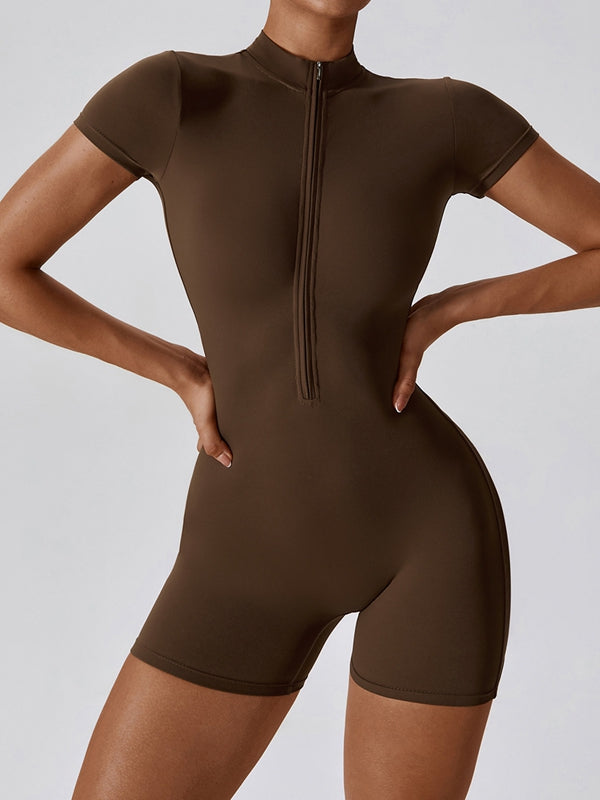 ZASUWA Women's Stand Collar Zipper High-Waist Jumpsuit - Slimming Bodycon Romper for Night Out & Party Wear