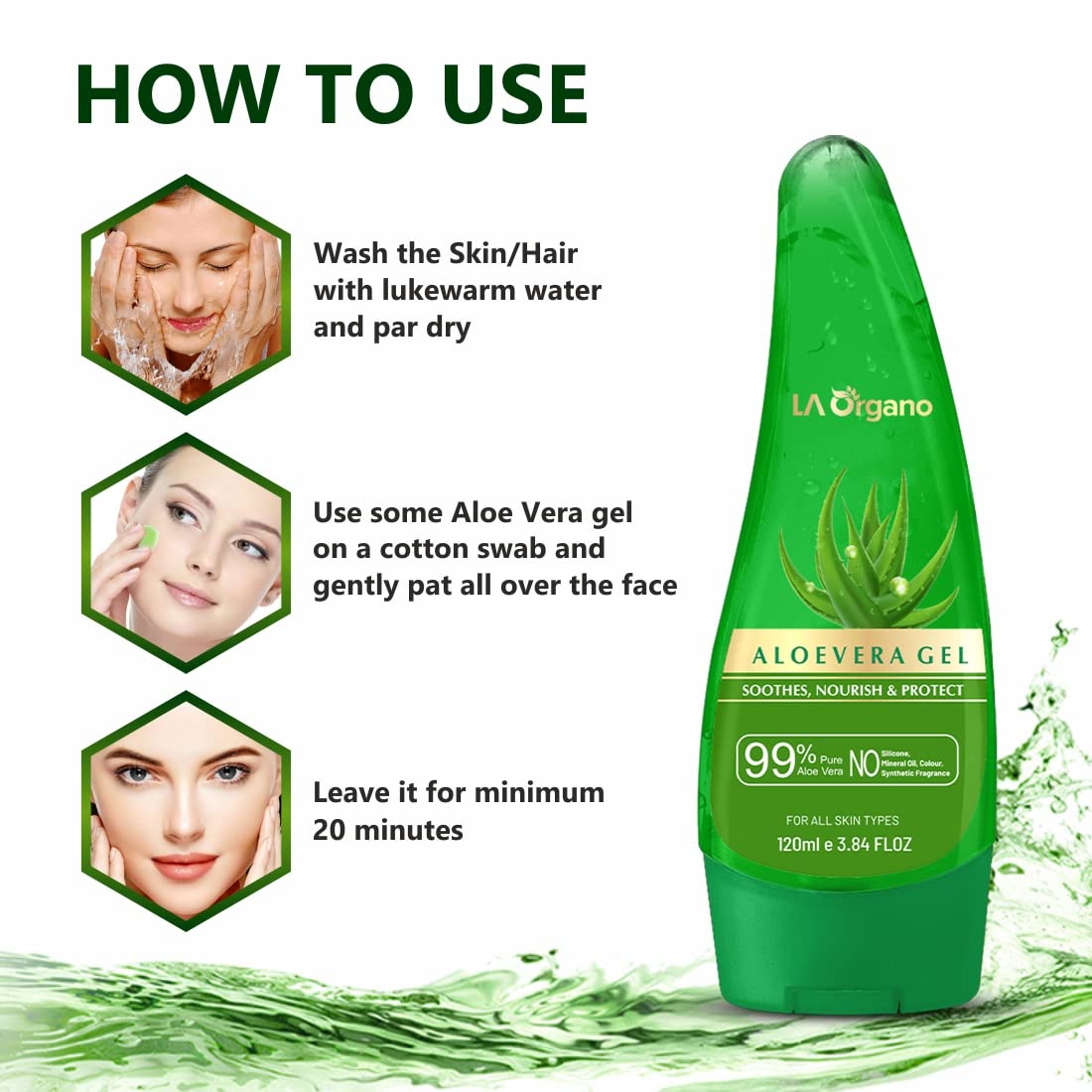 Organic Aloe Vera Gel for Skin & Hair Care - Soothing After Shave Lotion, Sunburn Relief & Acne Treatment - Deep Hydration & Repair (Pack of 2) - Perfect for Sunburn Recovery, Daily Moisturizing & Post-Shave Care