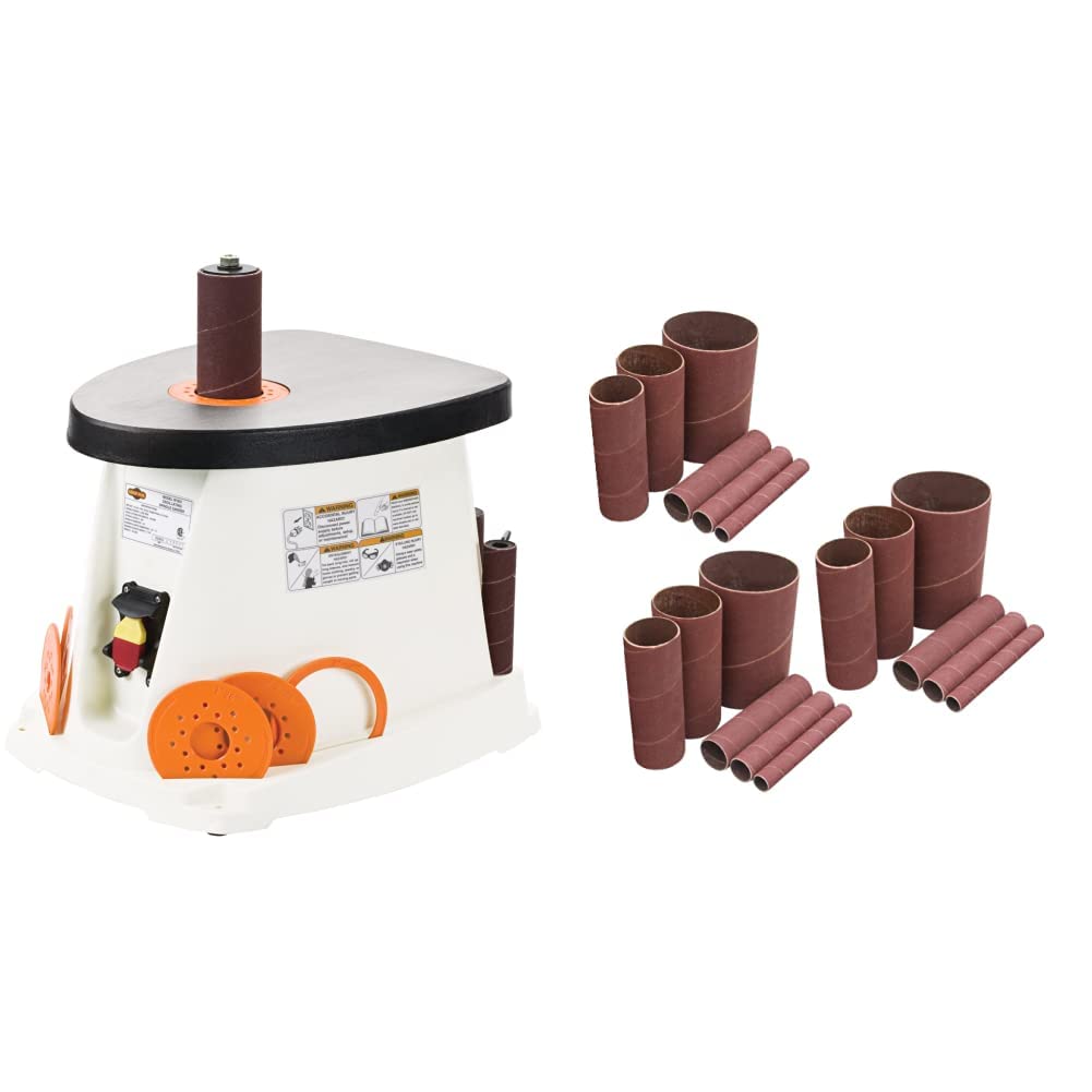 Shop Fox Oscillating Spindle Sander with 6 Sanding Sleeves - Woodworking Tool for Smoothing Curves & Edges - Perfect for DIY Projects, Furniture Making & Crafting
