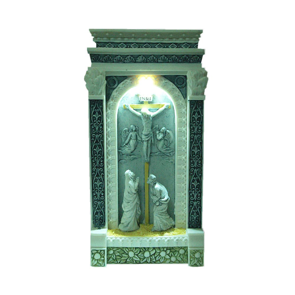 Religious Jesus on The Cross Statue - Handcrafted Resin Christ Jesus Sculpture for Home Altar, Church Decor & Christian Gifts