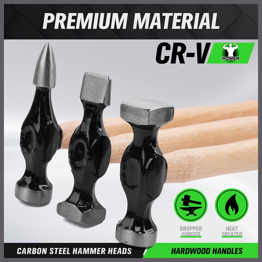 SWANLAKE 7-Piece Auto Body Repair Kit - Professional Carbon Steel Hammer Heads & Dent Puller Tools for Car Dent Removal & Paintless Dent Repair (DIY & Auto Shop Use)