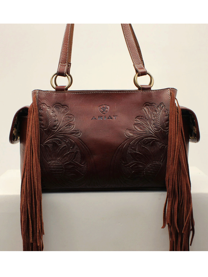 Ariat A770009602 Women's Victoria Collection Leather Satchel Handbag - Brown, Stylish & Durable for Work, Travel & Everyday Use