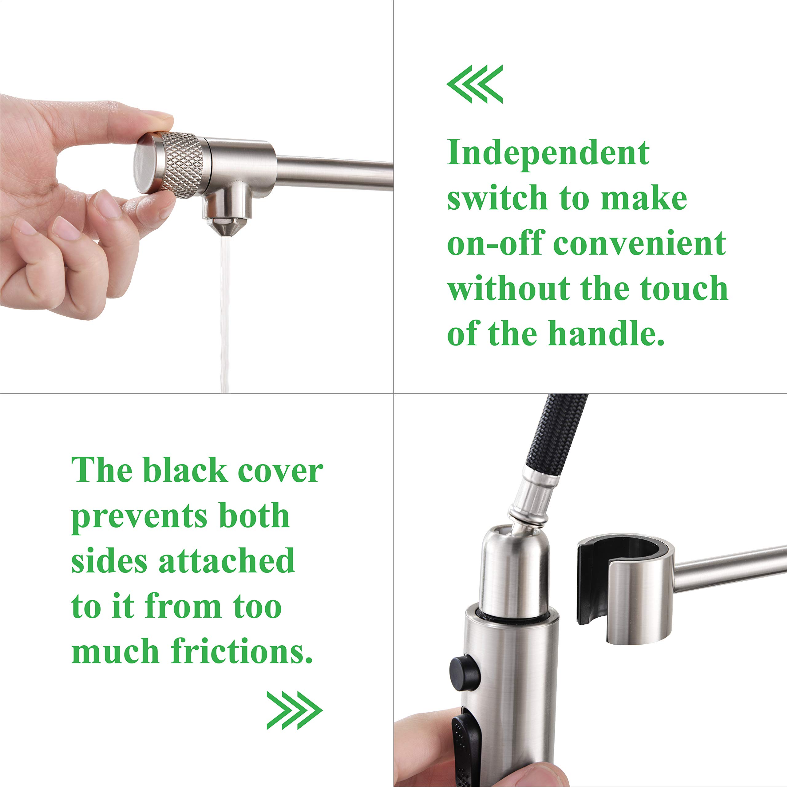 Premium Pull-Down Kitchen Faucet with Water Filtration - Brushed Nickel & Stainless Steel Drinking Water Faucet (Model PB1017) for Modern Homes, Restaurants & Coffee Bars