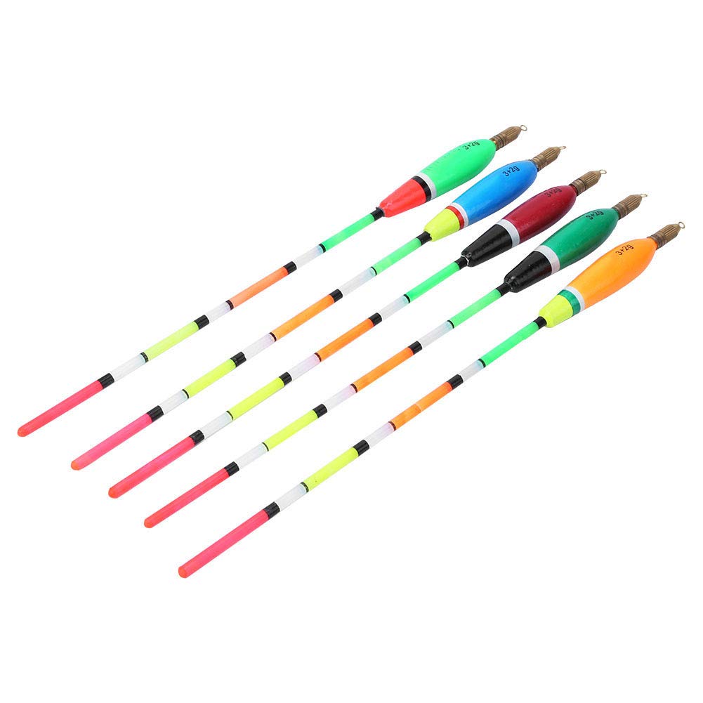 VGEBY 5PCS Balsa Wood Fishing Floats - 3g & 2g Bobbers with Bold Tail for Bite Detection | Durable Angling Equipment for Freshwater & Saltwater Fishing | Ideal for Trout, Bass, and Panfish