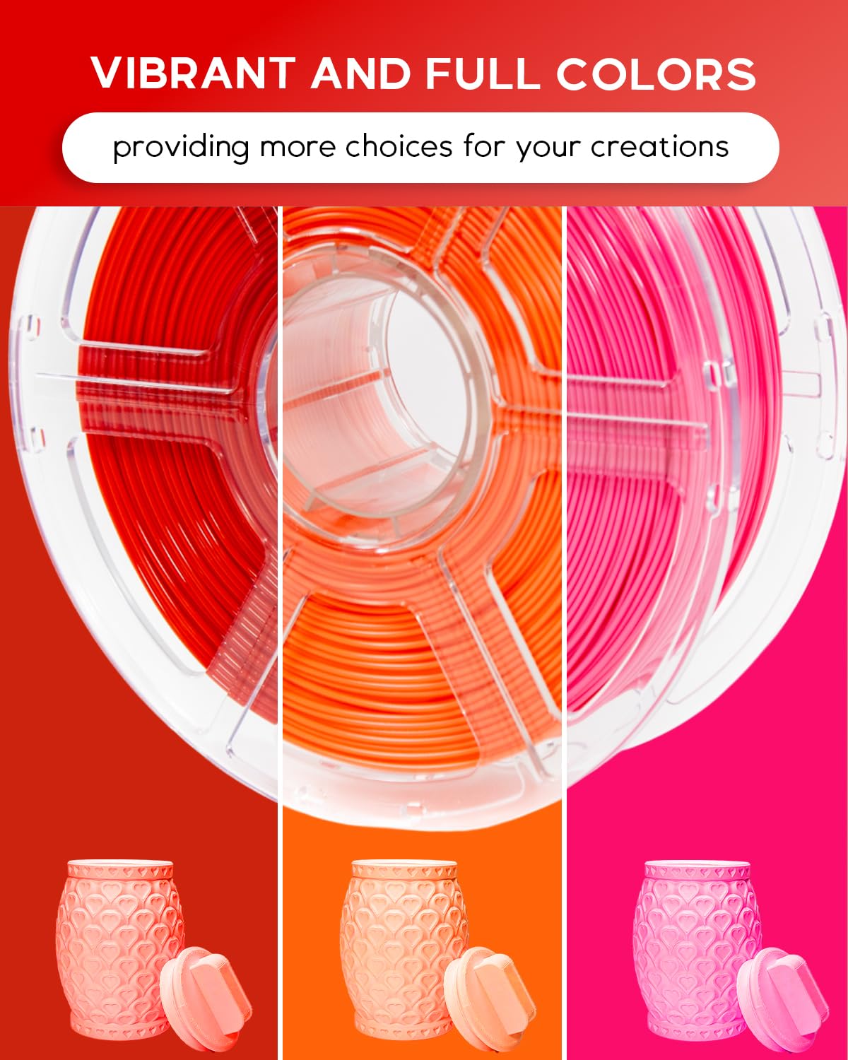 Premium 1.75mm PLA Filament 1kg - Candy Apple Red 3D Printer Filament for Smooth Printing | Ideal for DIY Projects, Cosplay Props & Home Decor Creations