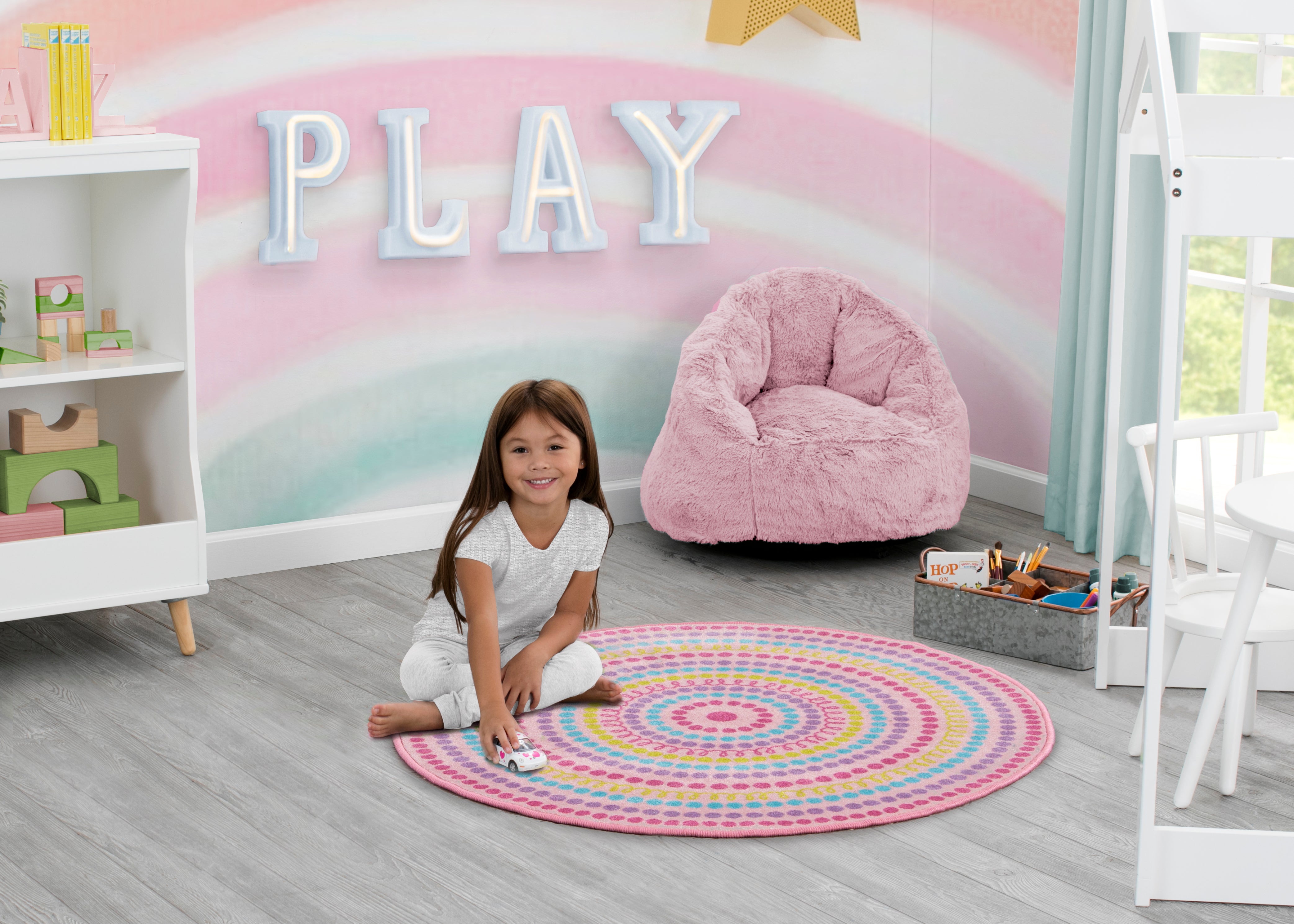 Colorful Rainbow Dot Non-Slip Round Playroom Rug for Kids - 39 Inch Soft Floor Mat for Nursery, Bedroom & Play Areas