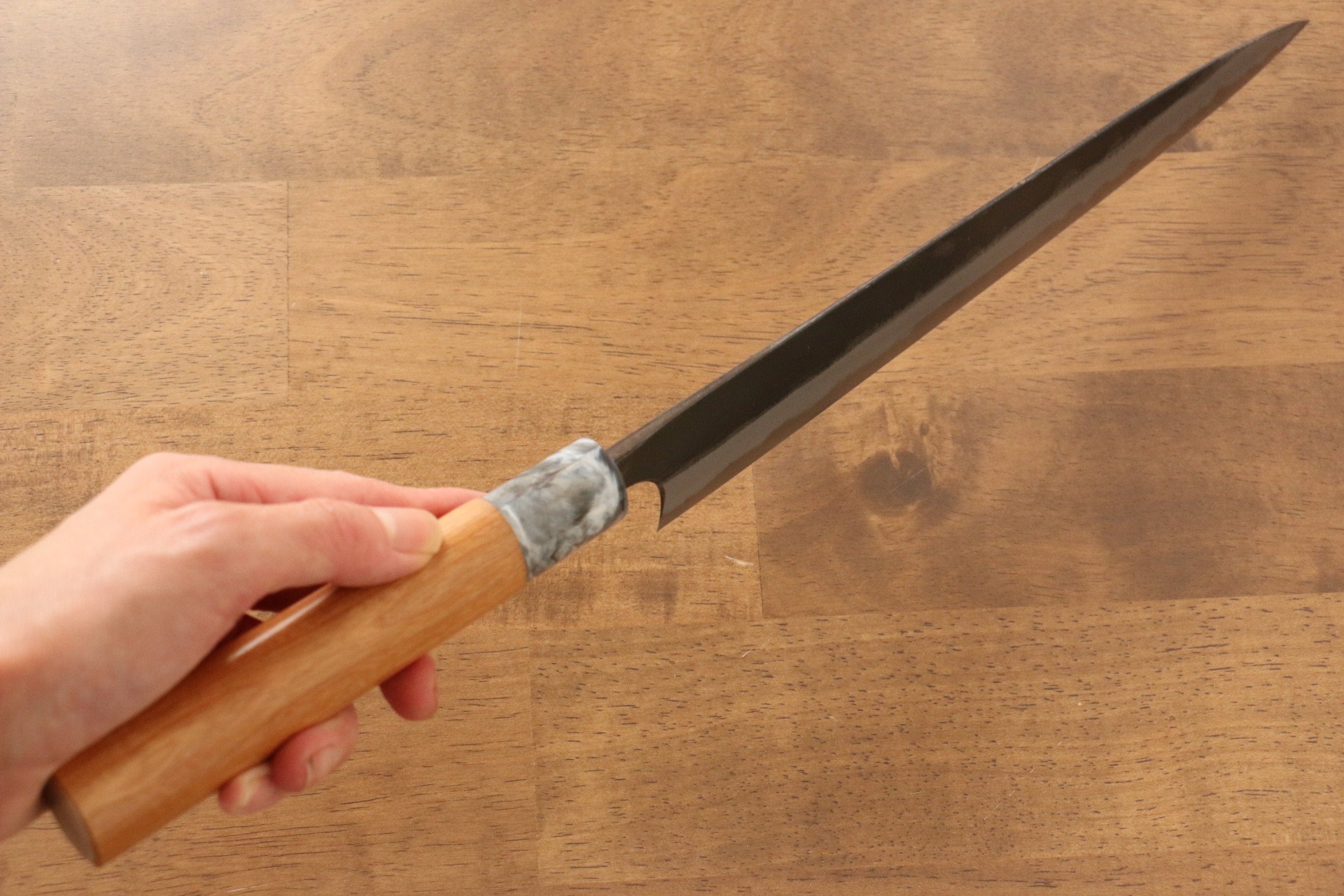 Masakage Mizu Blue Steel No.2 Sujihiki Knife 270mm - Japanese Chef Knife with Black Finish & American Cherry Wood Handle - Perfect for Slicing Meat, Sushi, and Precision Cutting