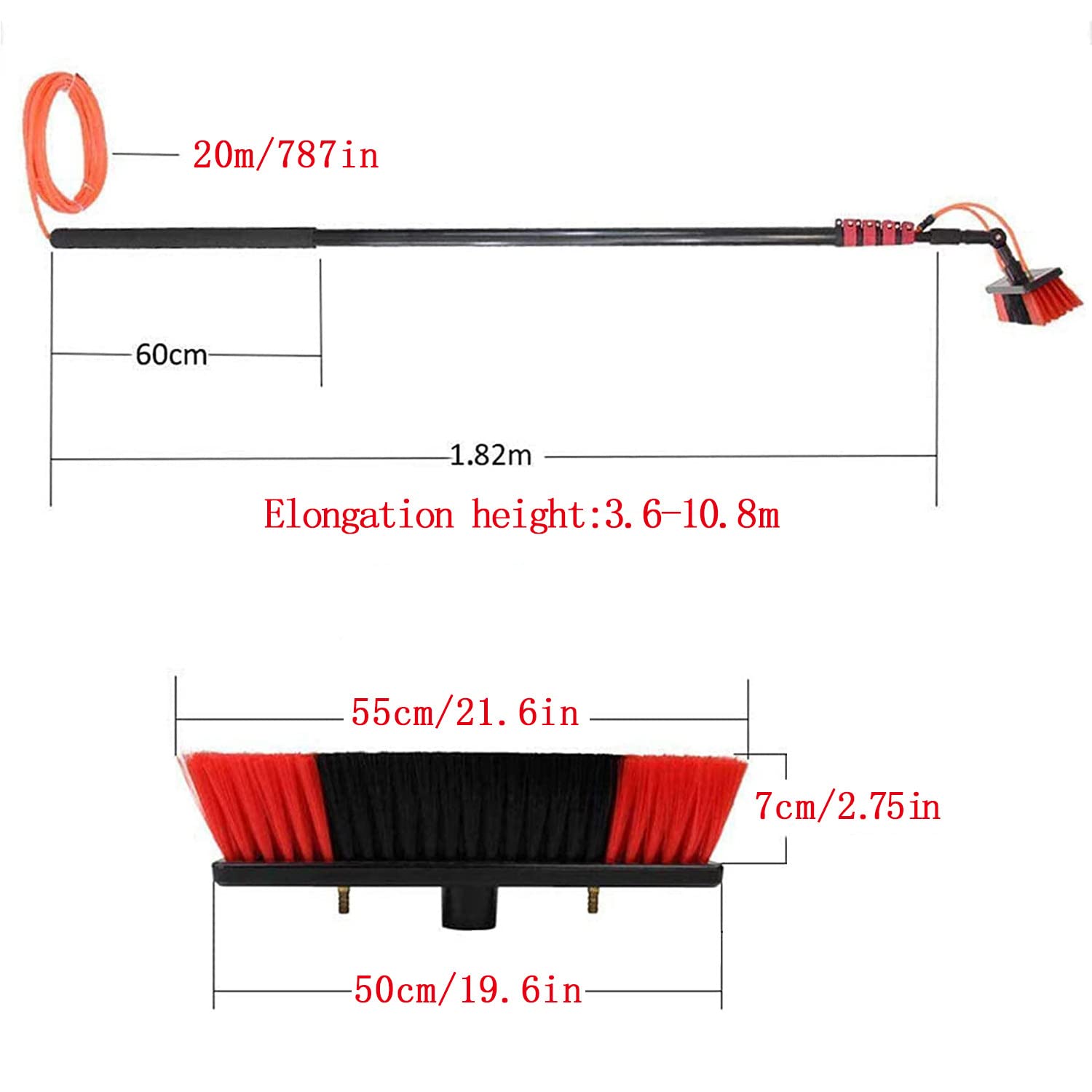 Solar Panel Cleaning Brush Kit - 30FT Telescopic Water Fed Pole with Window Cleaning Brush for Photovoltaic Panels & Conservatory Roofs | Ideal for Home, Commercial & Industrial Solar Maintenance