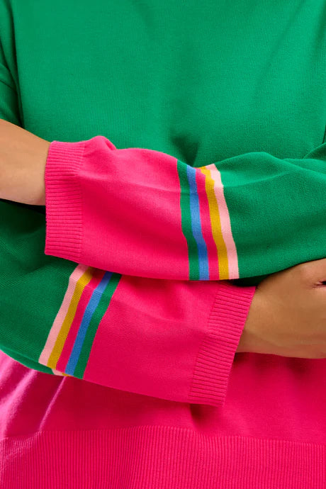 Moana Jumper Sweater - Green & Prism Color Block Pullover for Women | Cozy Winter Fashion, Casual Outfit, Disney Inspired Style