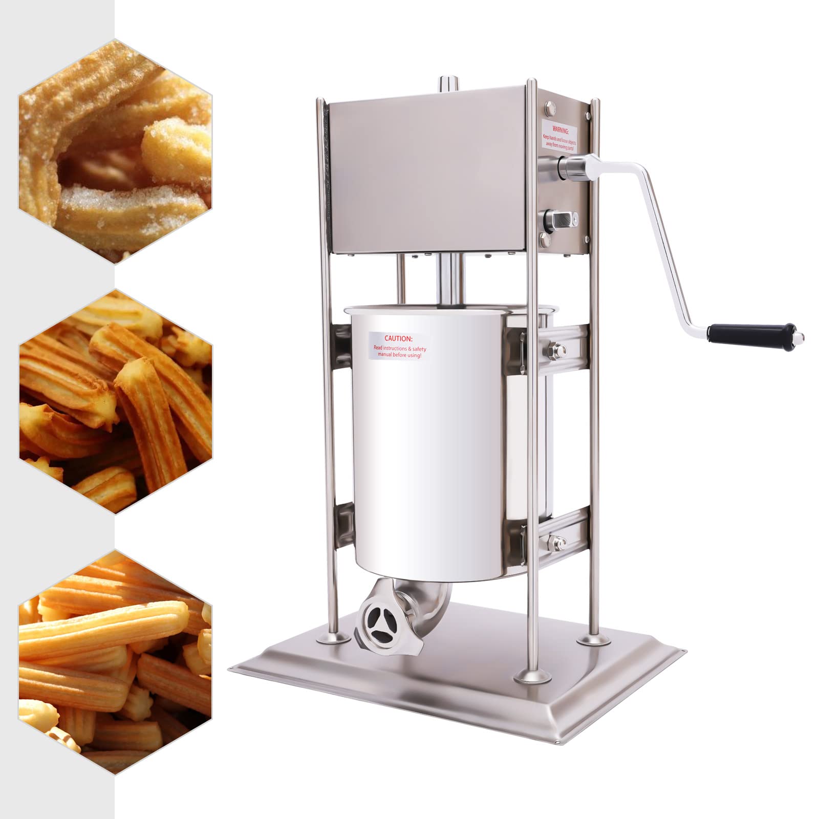Premium 10L Stainless Steel Sausage Stuffer & Churro Maker - Dual Speed Manual Vertical Sausage Filler Machine for Home & Commercial Use | Perfect for Spanish Churros, Homemade Sausages, and Meat Processing