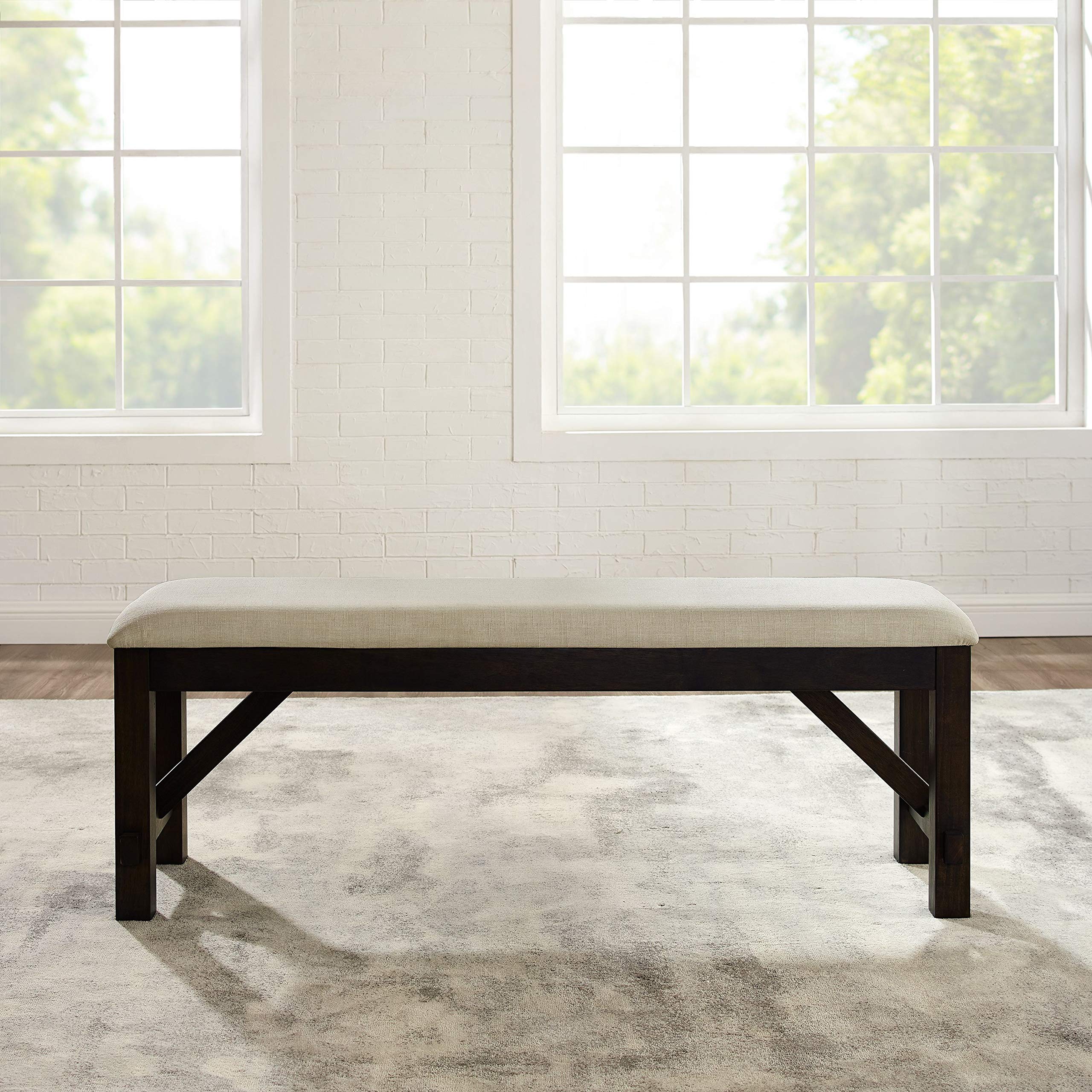 Crosley Furniture Hayden Solid Wood Dining Bench - Entryway, Mudroom, or Kitchen Seating - Slate Finish - Perfect for Farmhouse, Rustic, and Traditional Home Decor