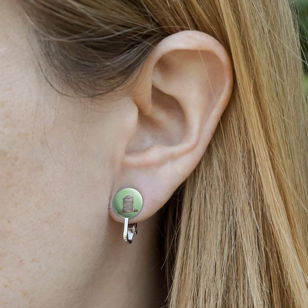 Sesame Street Oscar the Grouch Trash Can Novelty Clip-On Stud Earrings - Fun Cartoon Character Jewelry for Kids & Adults, Perfect Gift for Birthday Party & Cosplay Costume Accessories