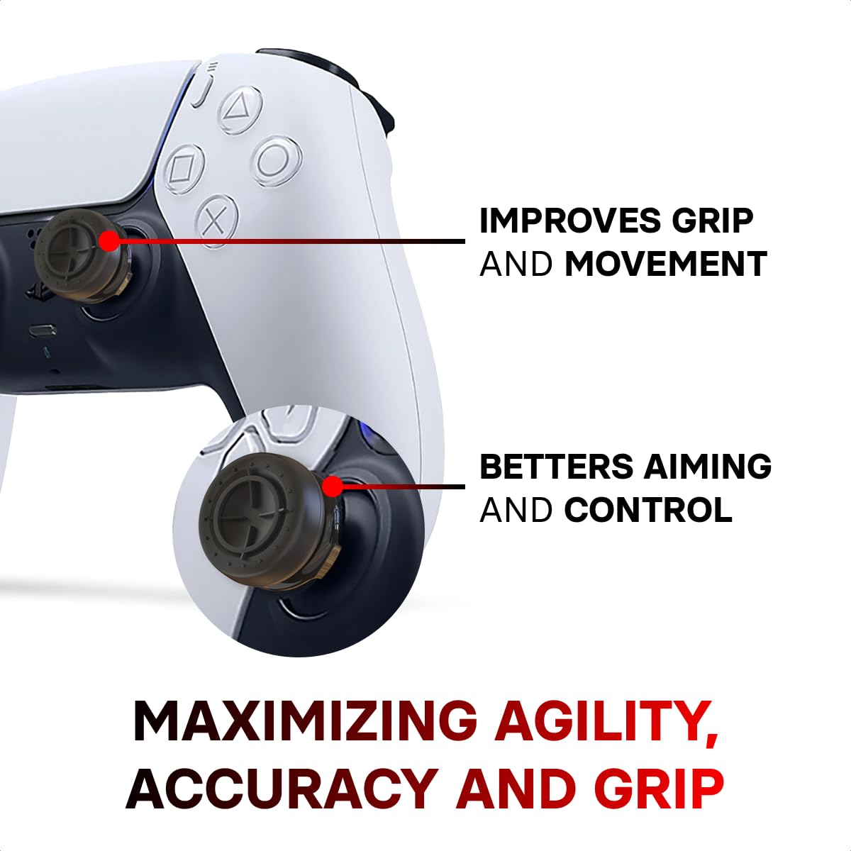 Premium PS5 Controller Thumbsticks & Concave Grips - High Precision Gaming Accessories for Playstation 5 & PS4 - Enhanced Control for FPS & Competitive Play - Perfect for Pro Gamers & Esports Tournaments