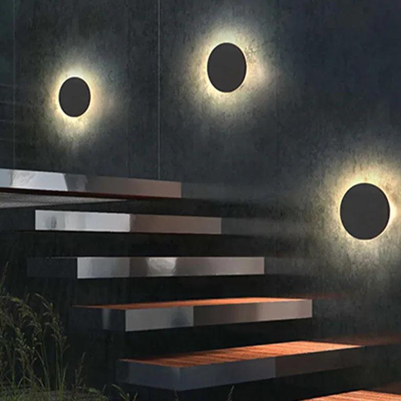 Round Outdoor Wall Light LED - Weatherproof IP65, Dusk to Dawn Sensor, 12W Energy Saving, Black Matte Finish - Perfect for Porch, Patio, Garden, and Garage Lighting