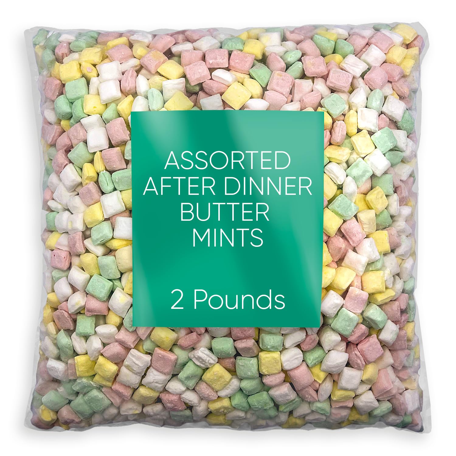 Bulk Assorted After Dinner Mints Candy - 2 Pounds (Approx 250 Pieces) | Soft Pillow Cube Pastel Mints with Smooth Butter Flavor | Perfect for Parties, Weddings, Birthdays & Restaurant Favors