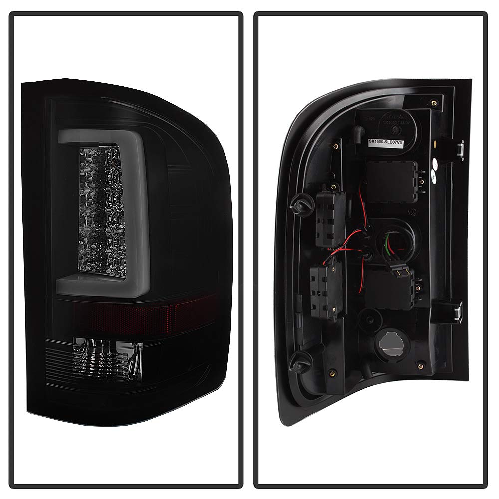 ACANII LED Tube Black Smoke Tail Lights Brake Lamps V3 for 2007-2013 Chevy Silverado 1500/2500/3500 - Driver & Passenger Side - Upgrade Your Truck's Style & Visibility for Night Driving & Off-Road Adventures